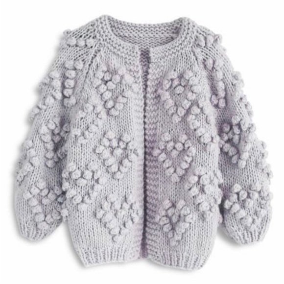 Chicwish Sweaters - Chicwish Knit Your Love Chunky Popcorn Heart Bubble Knit Open Cardigan Sweater